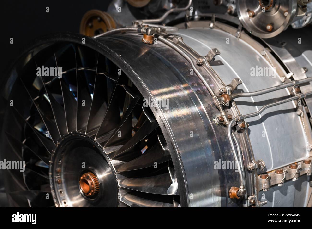 Turboréacteur, gros plan photo avec flou sélectif Banque D'Images