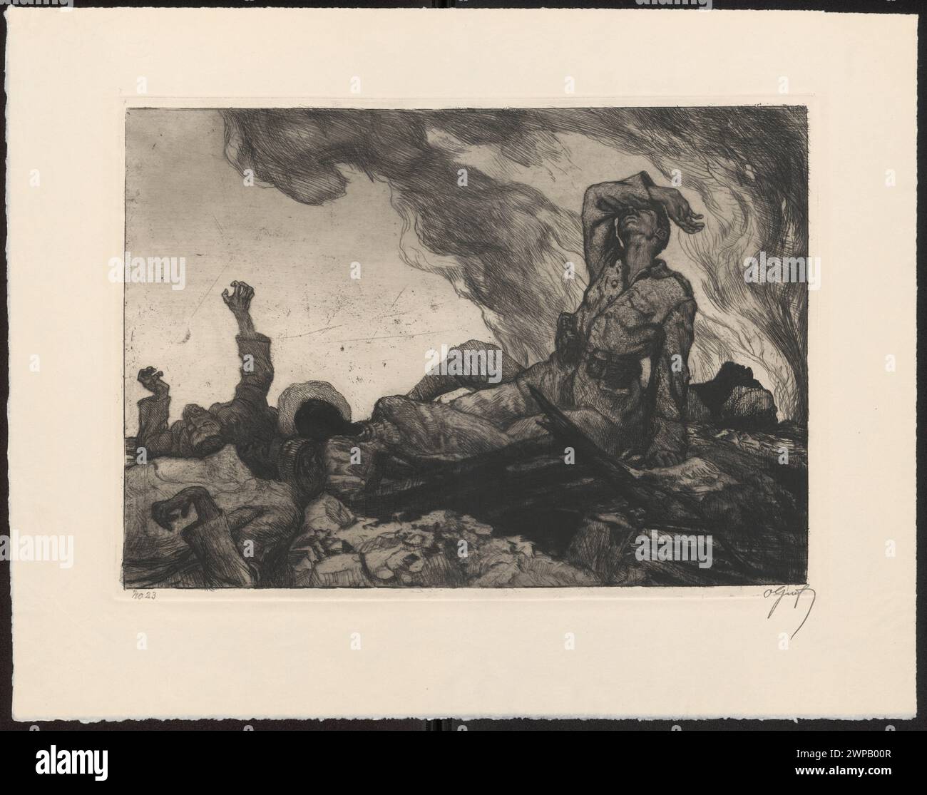 Der Dämon von Orchies, tableau 8 ; Graf, Oscar (1873-1958), Bruckmann, Friedrich (Munich ; Editeur ; 1815-1898) ; 1914-1915 (1900-00-00-1950-00-00) ; première Guerre mondiale (1914-1918), Allemagne, Schlesisches Museum der Bildenden Künste (Wrocław-1880-1945)-collection, graphisme allemand, culture allemande, teka, teka, guerre mondiale (1914-1918), soldats Banque D'Images