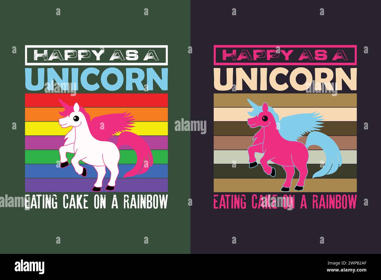 Heureux comme Un gâteau mangeant licorne dans Un arc-en-ciel, animal Lover shirt, My Spirit animal, T-shirt licorne, T-shirt enfants, chemise d'anniversaire fille, chemise arc-en-ciel Illustration de Vecteur