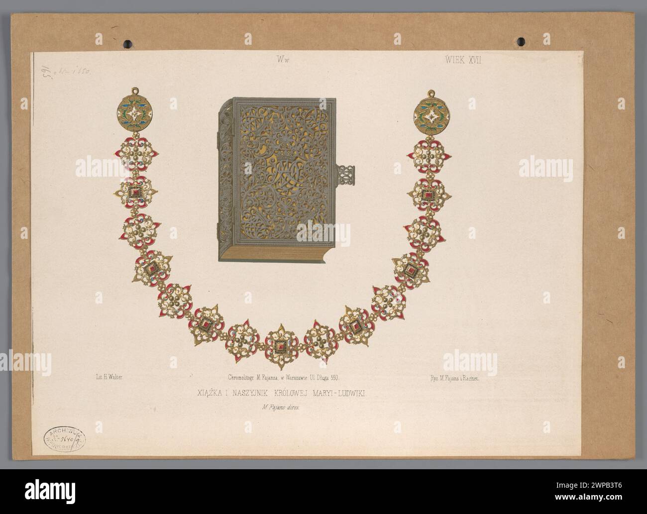 Illustration de XI ka et du collier de la reine Mary-Ludwiki, créés par Aleksander Przedziecki et Edward Rastawiecki, montrant l'art de la médaline et l'influence de la Renaissance en Pologne du XIXe siècle. Banque D'Images