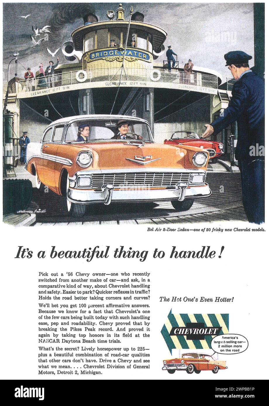 Publicité imprimée sur la berline Bel Air 1956 de Chevrolet Banque D'Images