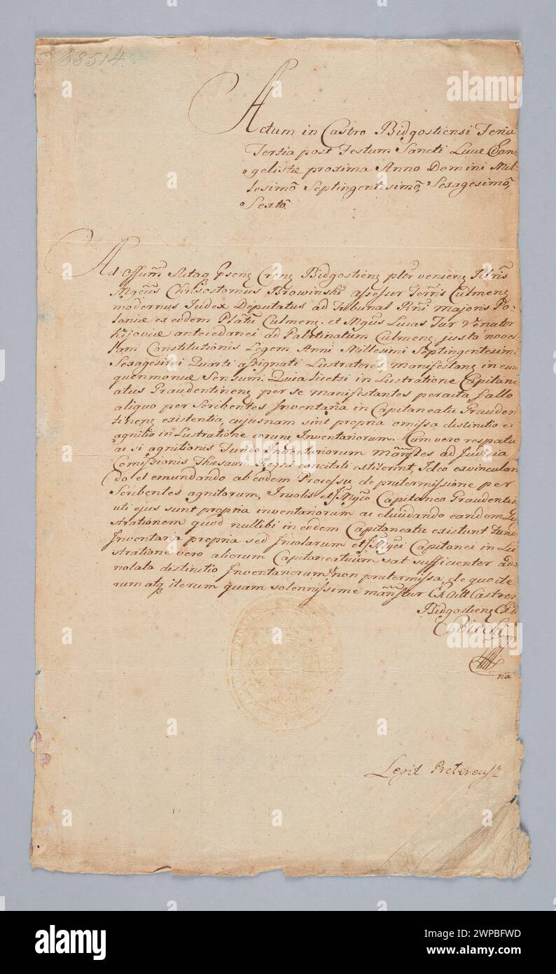 Ignacy Tomasz Gałęcki est Staroste de Bydgoszcz en 1766, occupant un poste administratif au sein du Commonwealth polono-lituanien. Banque D'Images