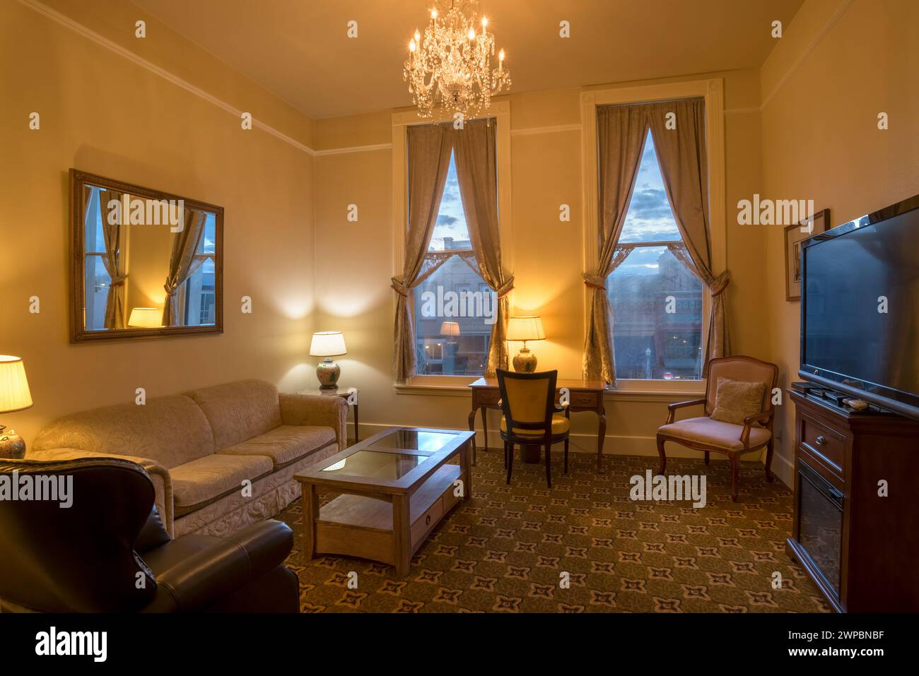 Suite dans l'historique Geiser Grand Hotel, Baker City, Oregon. Banque D'Images