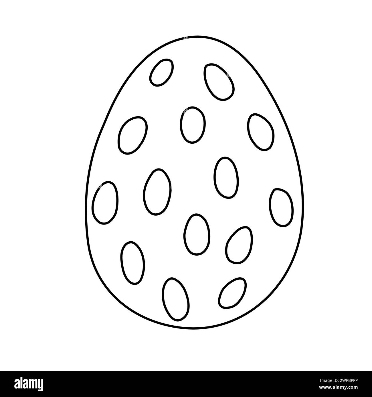 Oeuf d'ester avec des taches ou un motif géométrique ovale, illustration vectorielle plate de style doodle pour livre de coloriage d'enfants Illustration de Vecteur