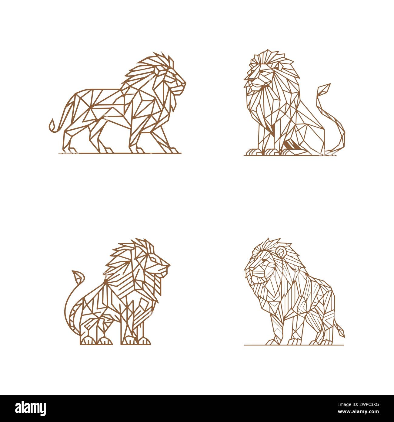 ensemble de vecteur de lion géométrique illustration style linéaire minimal Illustration de Vecteur