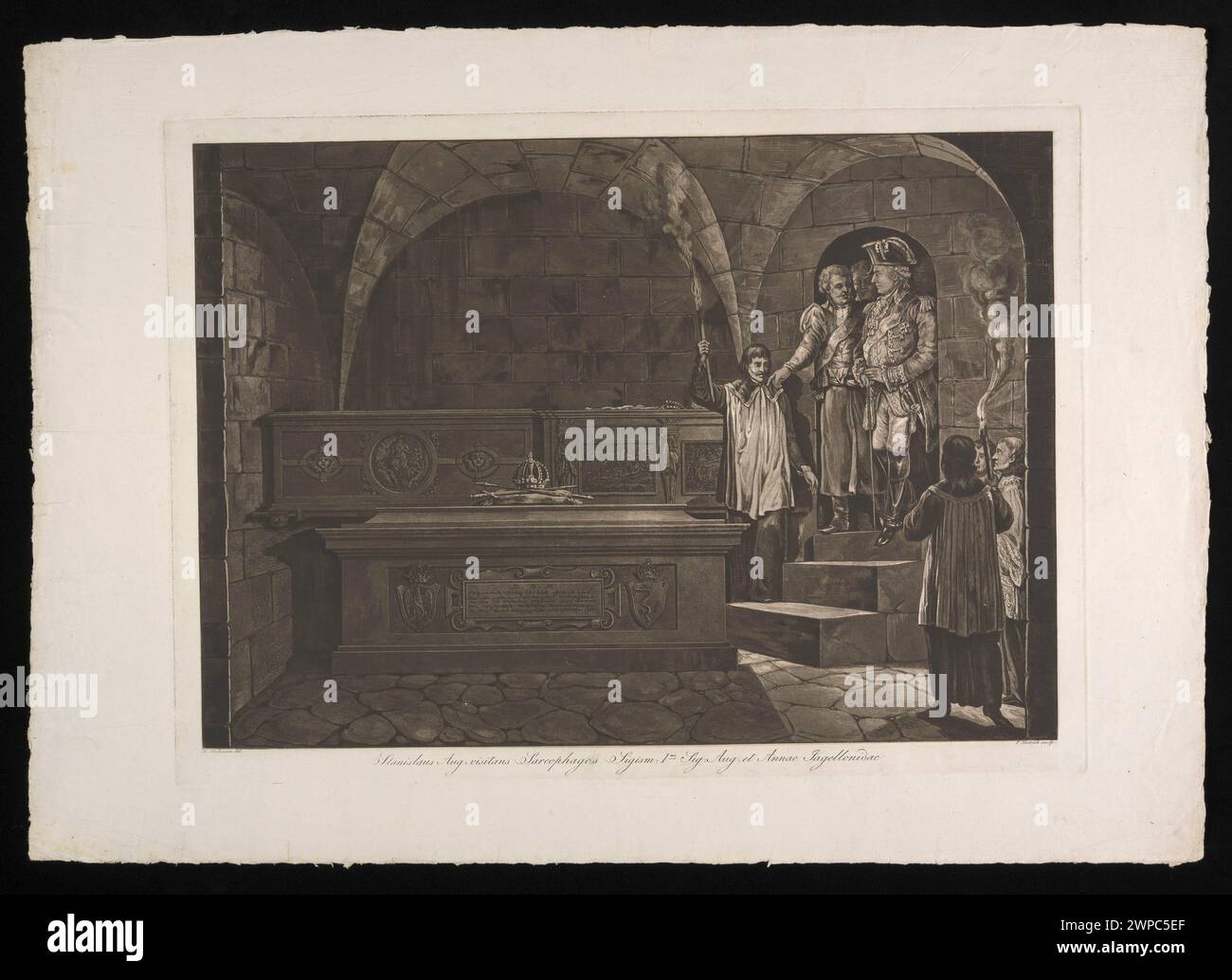 Stanisław August regarde les cercueils de Zygmunt Stary, Zygmunt August et Anna Jagiellon ; Dietrich, Fryderyk Krzysztof (1779-1847), Stachowicz, Michał (1768-1825); 1824 (1824-00-00-1824-00-00); Banque D'Images