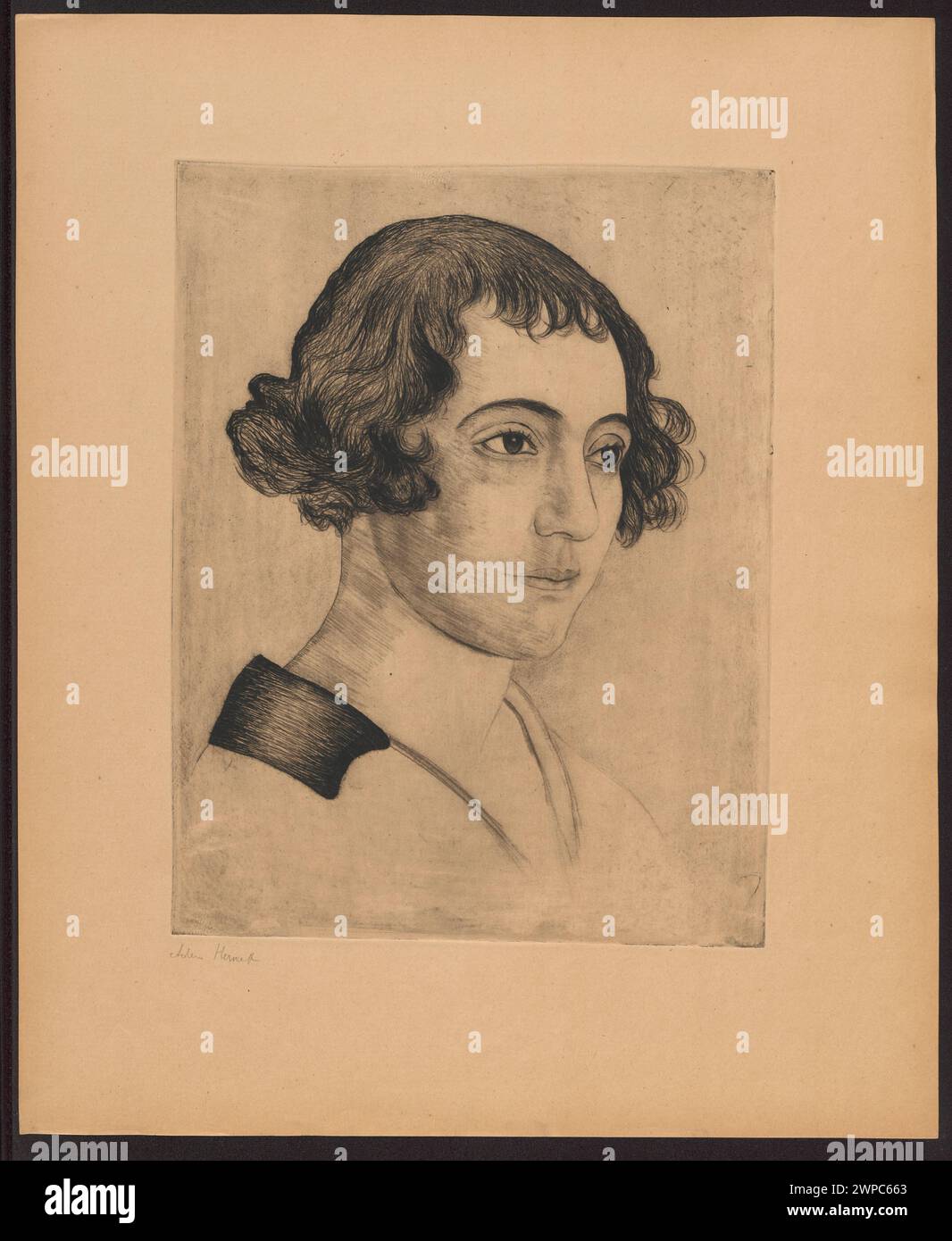 Portrait d'une femme dans une extrémité noire ; Herszaft, Adam (1886-1942) ; années 1930 (1930-00-00-1939-00-00) ; Krystall, Bronisław (1887-1983) - collection, collier, document testamentaire Banque D'Images