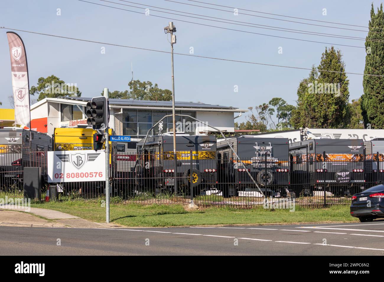 Camping-cars et caravanes hors route à vendre chez le concessionnaire JB Caravans à St Mary's WESTERN Sydney, NSW, Australie Banque D'Images