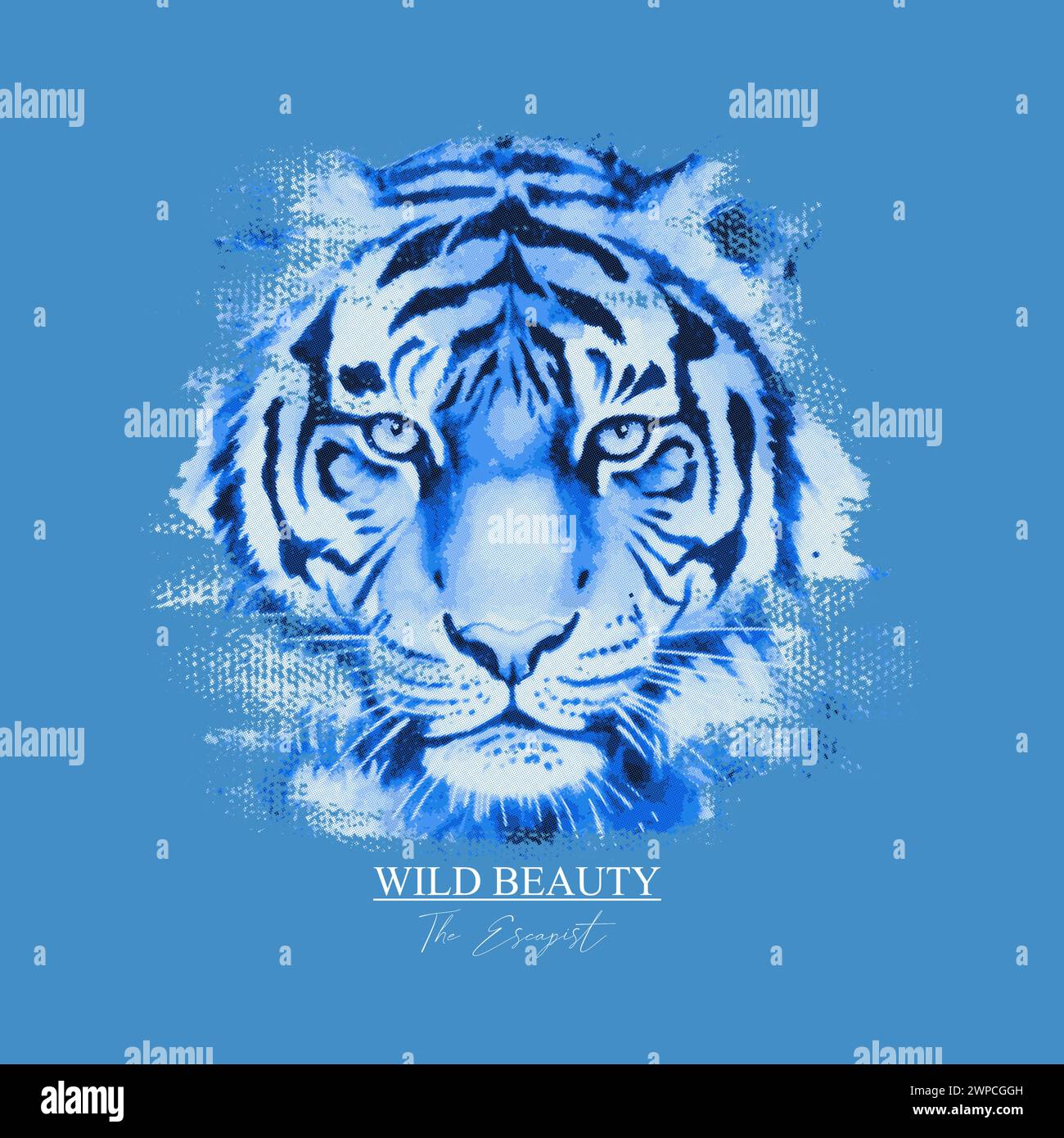 Texte imprimé Wild Beauty the Escapist avec motif à pois aquarelle tigre. Illustration de Vecteur