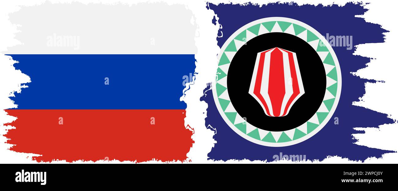 Bougainville et la Russie grunge drapeaux connexion, vecteur Illustration de Vecteur