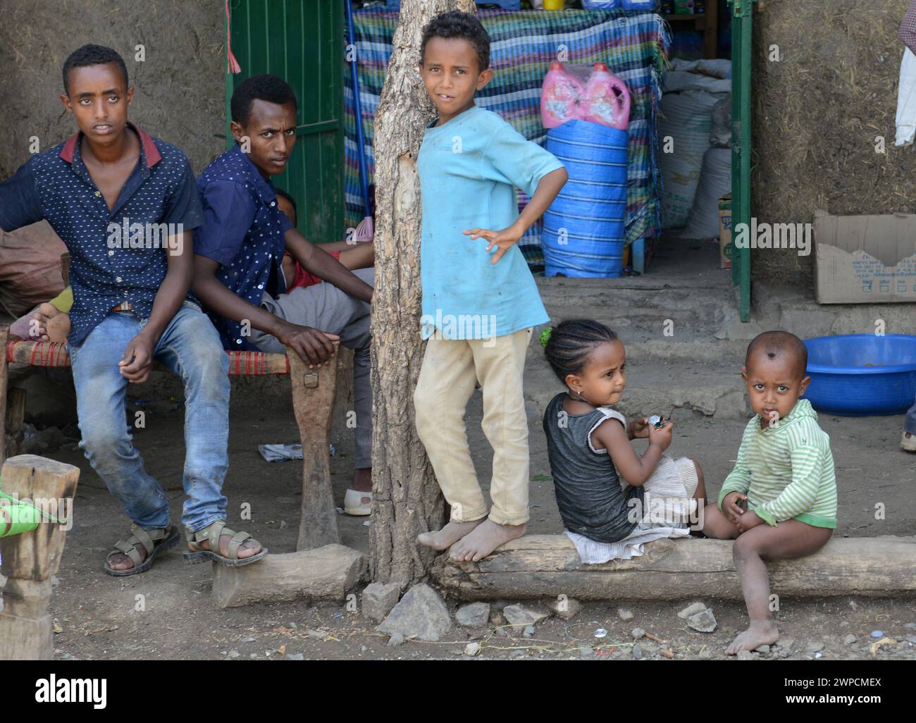 Enfants tigrayens à Humera, Tigray, Ethiopie. Banque D'Images