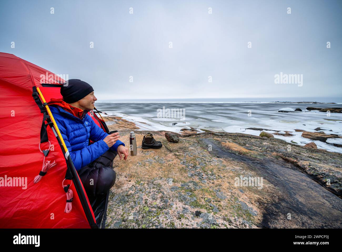 Camping à Pirttisaari Island, Porvoo, Finlande Banque D'Images