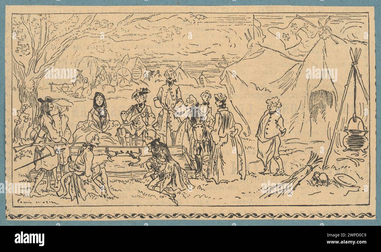 Illustration représentant des combats de coq traditionnels tenus dans un manoir, montrant des oiseaux, des spectateurs et l'arène, datée entre 1880 et 1900. Banque D'Images