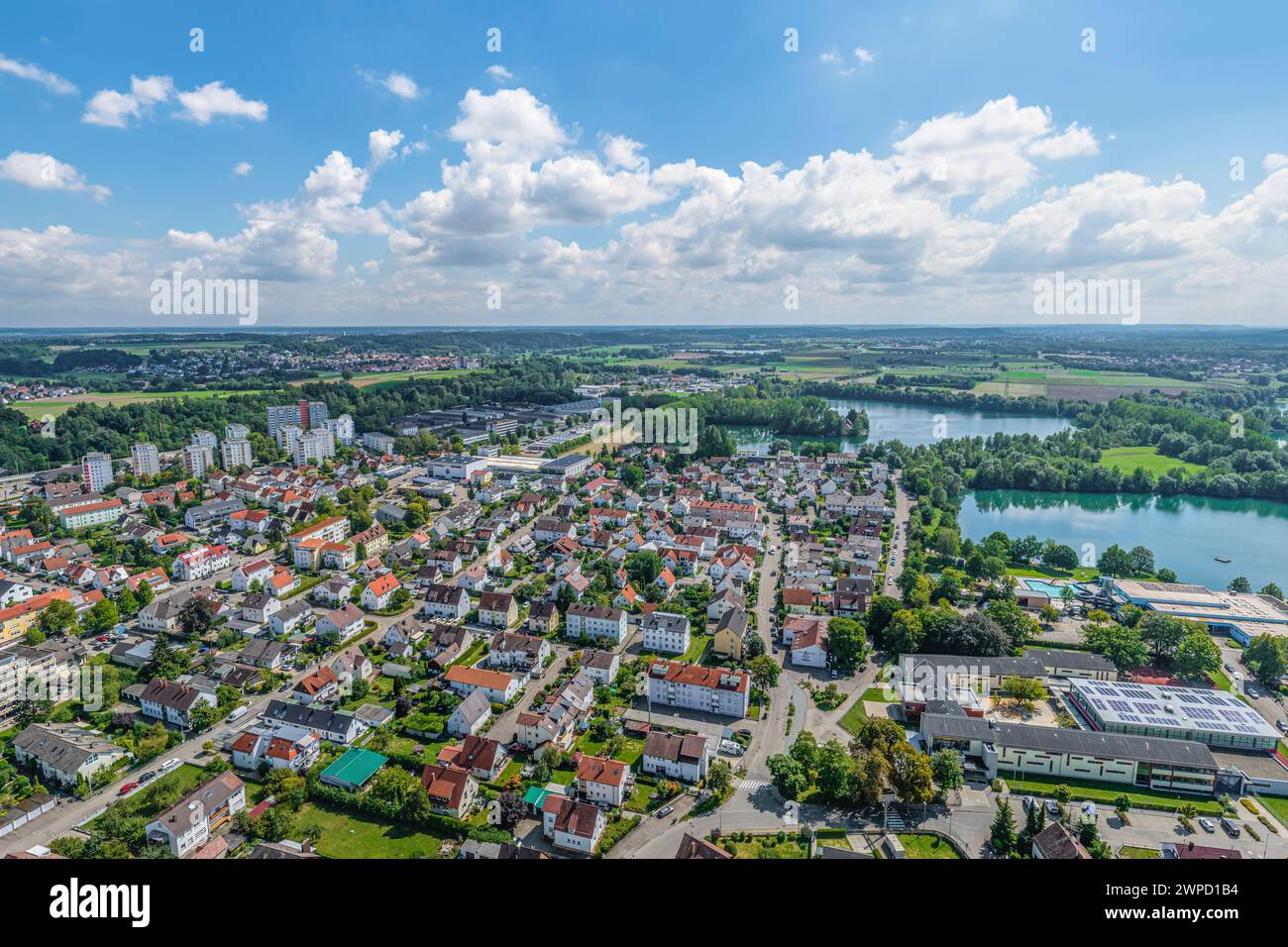 Vue aérienne de la ville de Senden an der Iller au sud de Neu-Ulm en Souabe bavaroise Banque D'Images