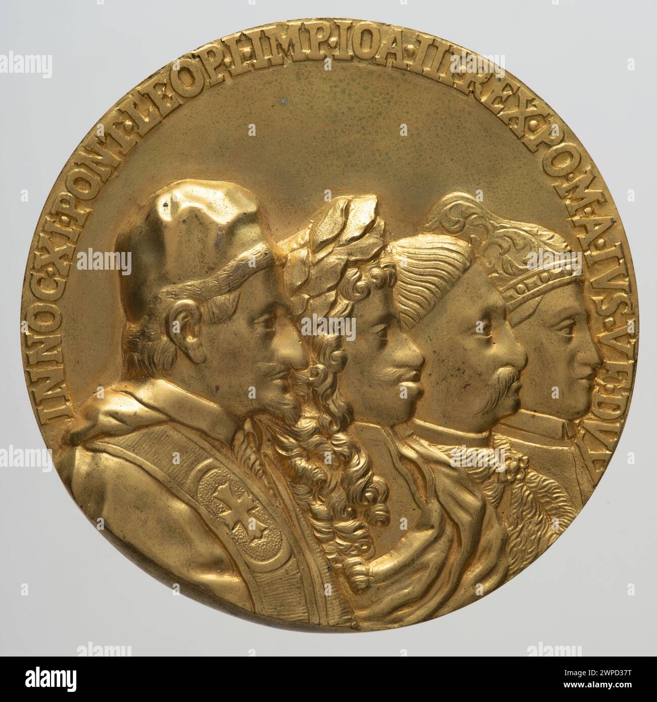 Médaille commémorant la Coalition anti-turque de 1684, produite ou référencée au XIXe siècle, représentant des alliances militaires européennes historiques. Banque D'Images