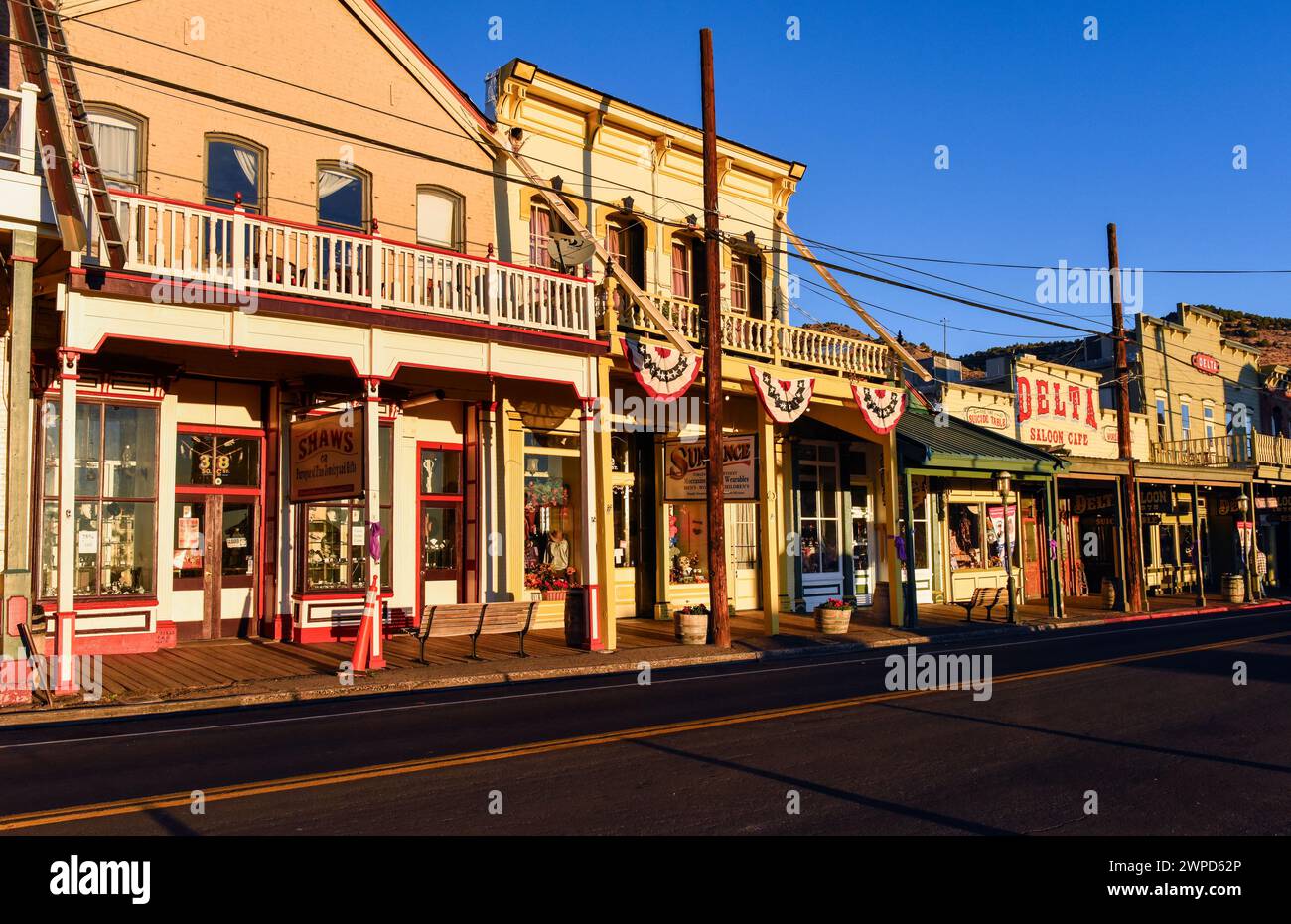 Golden Hour à Virginia City, Nevada Banque D'Images