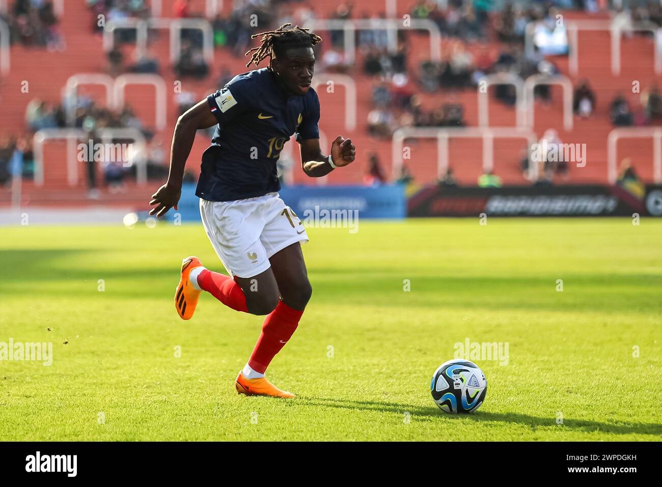 MENDOZA, ARGENTINE - MAI 25 : Brayann Pereira, Français, lors de la Coupe du monde U20 de la FIFA, Argentine 2023 match France - Gambie Banque D'Images