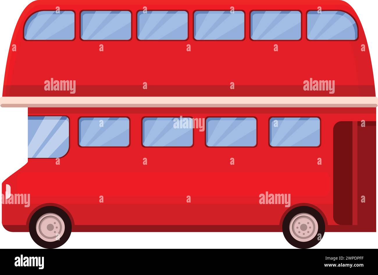 Vecteur de dessin animé d'icône de bus rouge de station. Pont latéral pour camion. Touriste de l'Angleterre Illustration de Vecteur