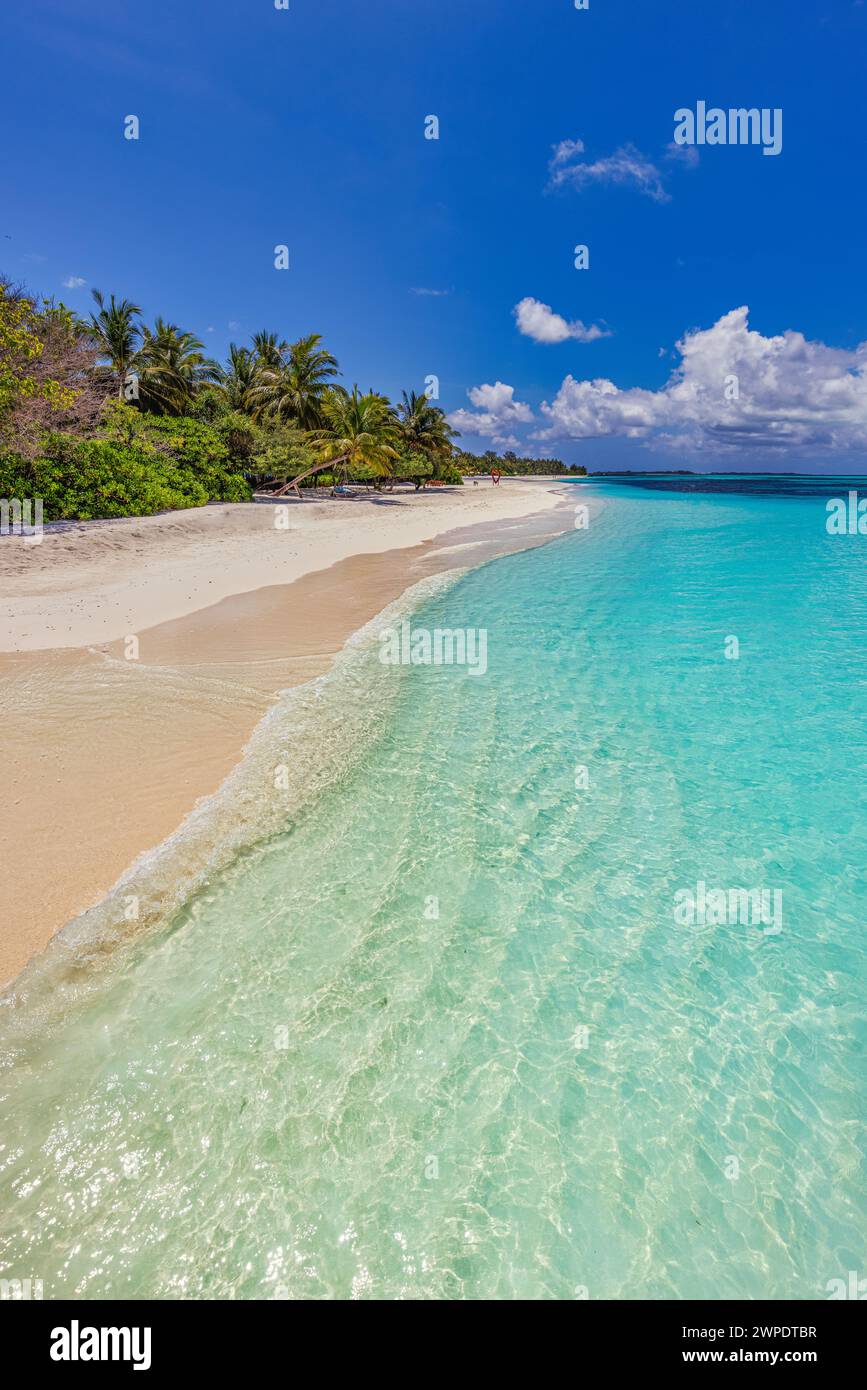 Tropical Resort hôtel plage paradis. Nature incroyable, côte, côte. Vacances d'été, voyage aventure. Paysage de vacances de luxe, superbe lagon océanique Banque D'Images