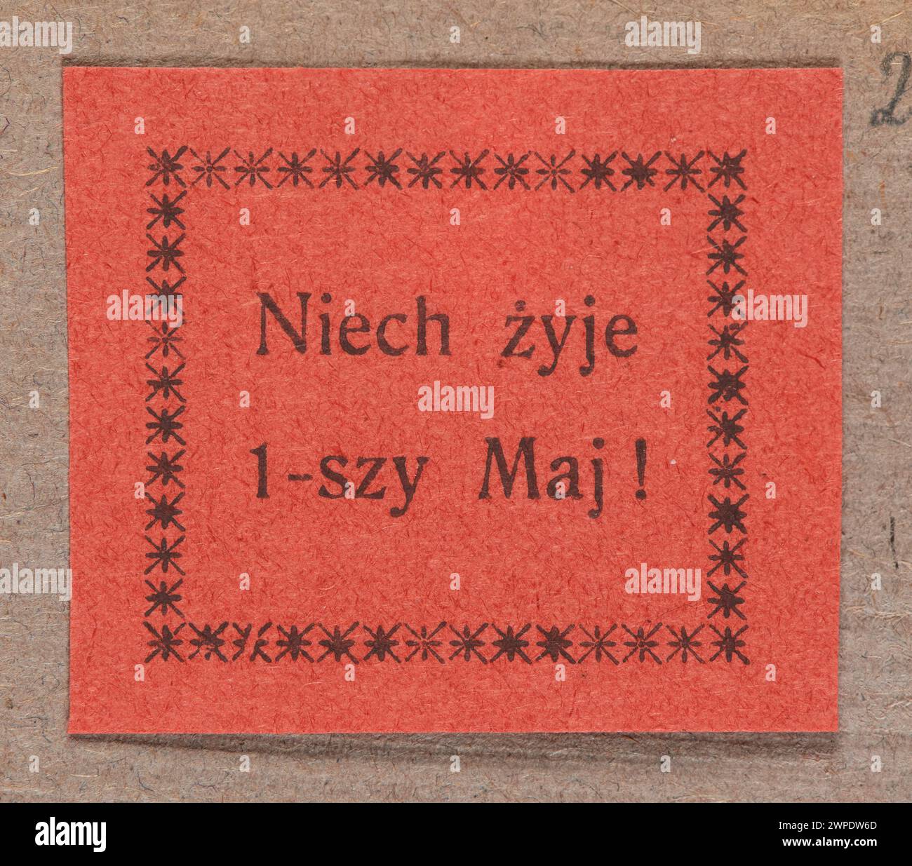 Timbre de question avec le texte "laissez-le être 1 mai !" Émis entre 1914 et 1920, possiblement pour les célébrations du 1er mai. Banque D'Images