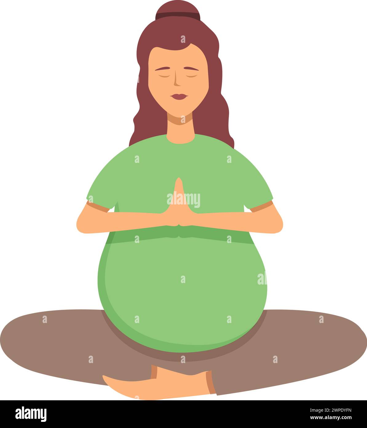 Femme enceinte Relax Time icône vecteur de dessin animé. Groupe de méditation yoga. Vérifier soins femme Illustration de Vecteur