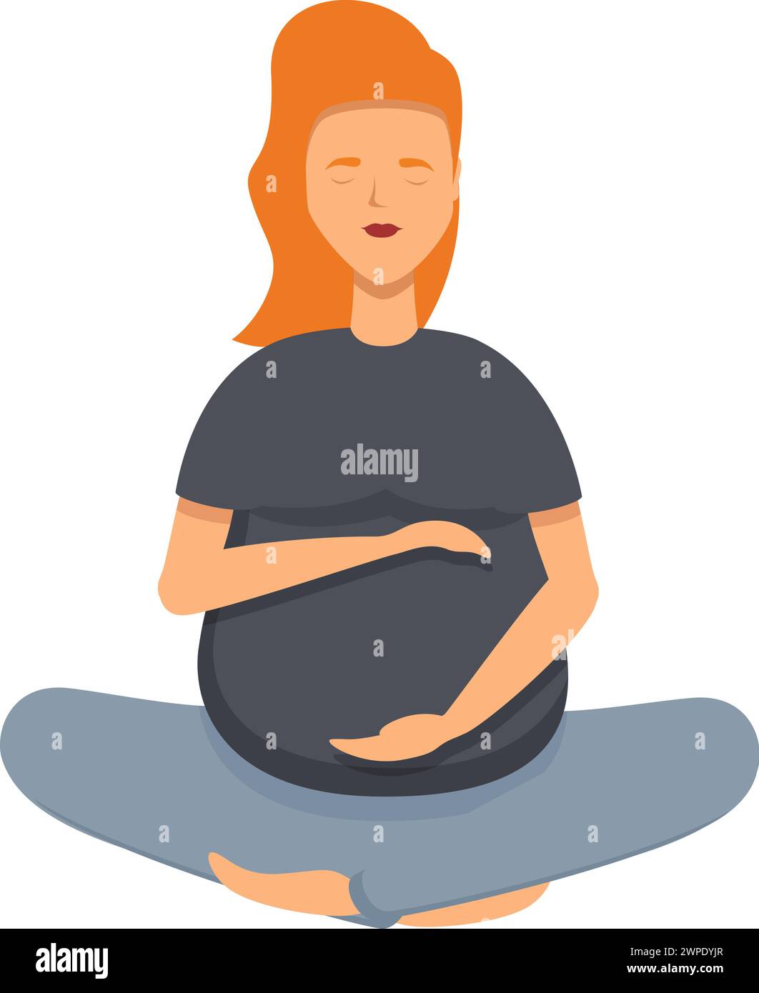 Vecteur de dessin animé d'icône de soins de femme enceinte. Cours de gym yoga. Processus de relaxation de méditation Illustration de Vecteur