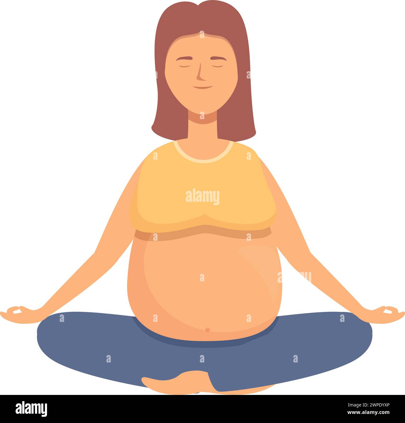 Détendez le vecteur de dessin animé d'icône de pose de yoga. Groupe maman enceinte. Méditation sommeil Illustration de Vecteur