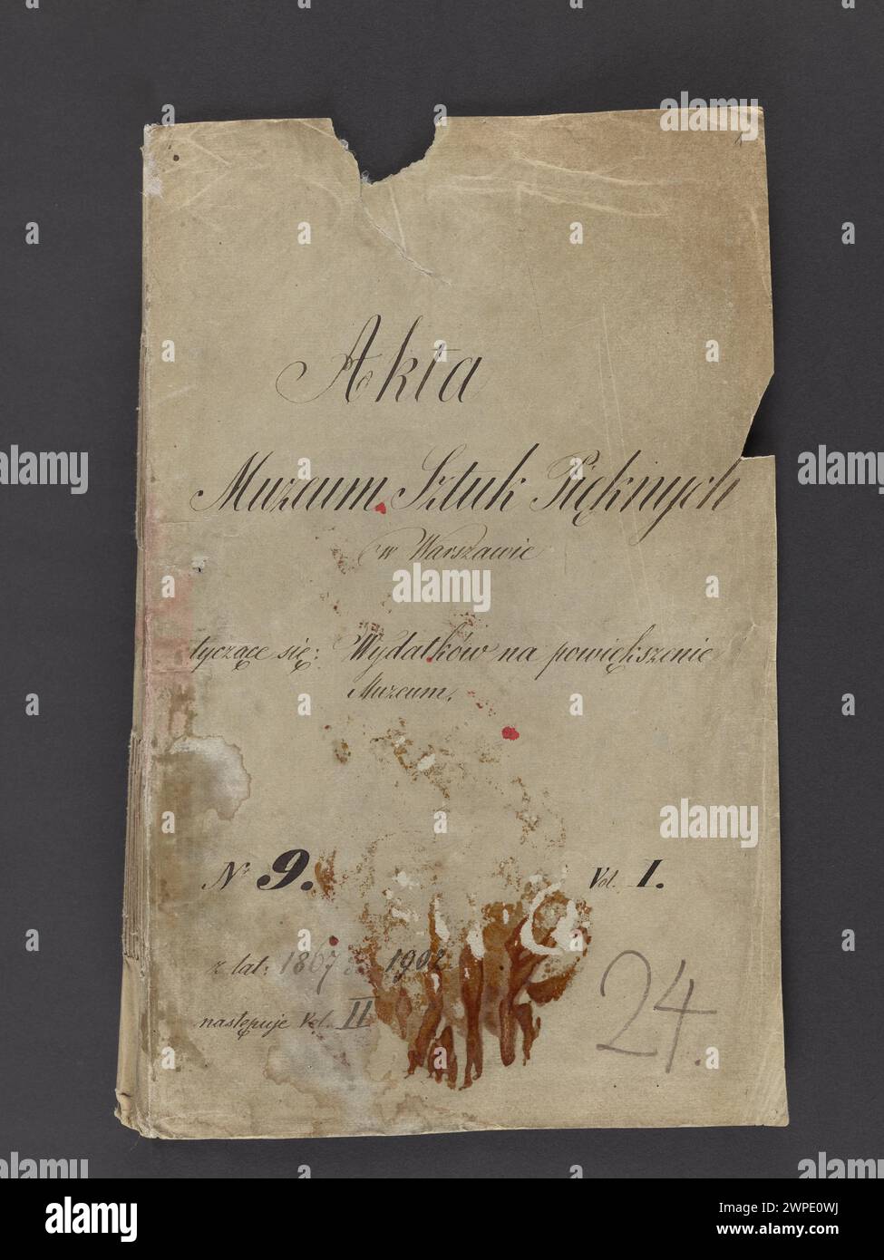 Dossiers du Musée des Arts des Pères à Varsovie concernant les dépenses du Musée, no 9, Vol. I ; Musée des Arts des Pères (Varsovie ; 1862-1916) ; 1867-1901 (1867-00-00-1901-00-00); Banque D'Images