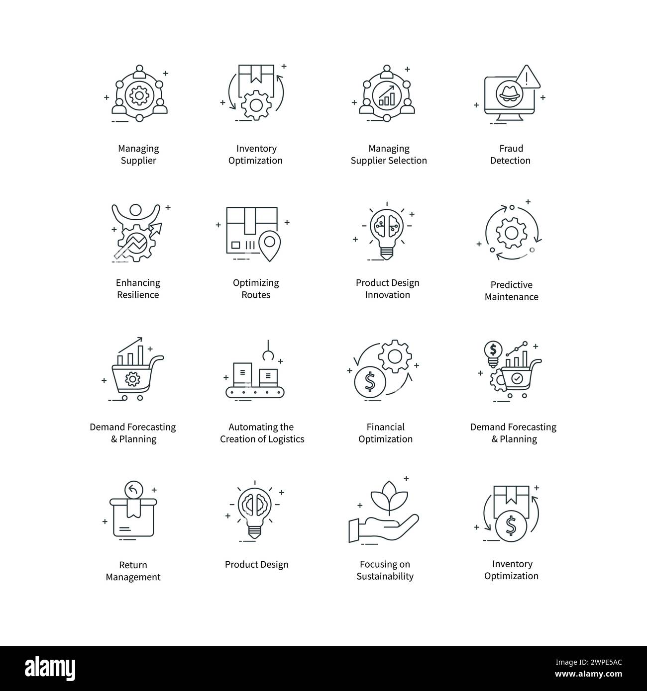 Generative ai Supply Chain Vector Icon Design Collection Illustration de Vecteur