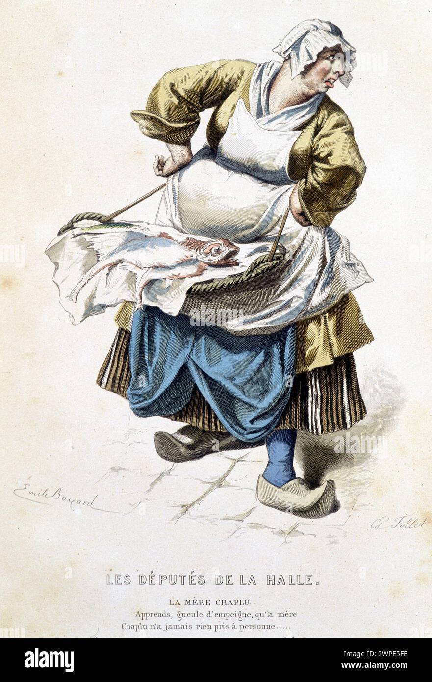 Mère Chaplu dans 'les députés du Marke'T - dans 'œuvres complètes de Beaumarchais', dessins d'Emile Bayard, éd. Laplace Sanchez & co, Paris, 1876 Banque D'Images