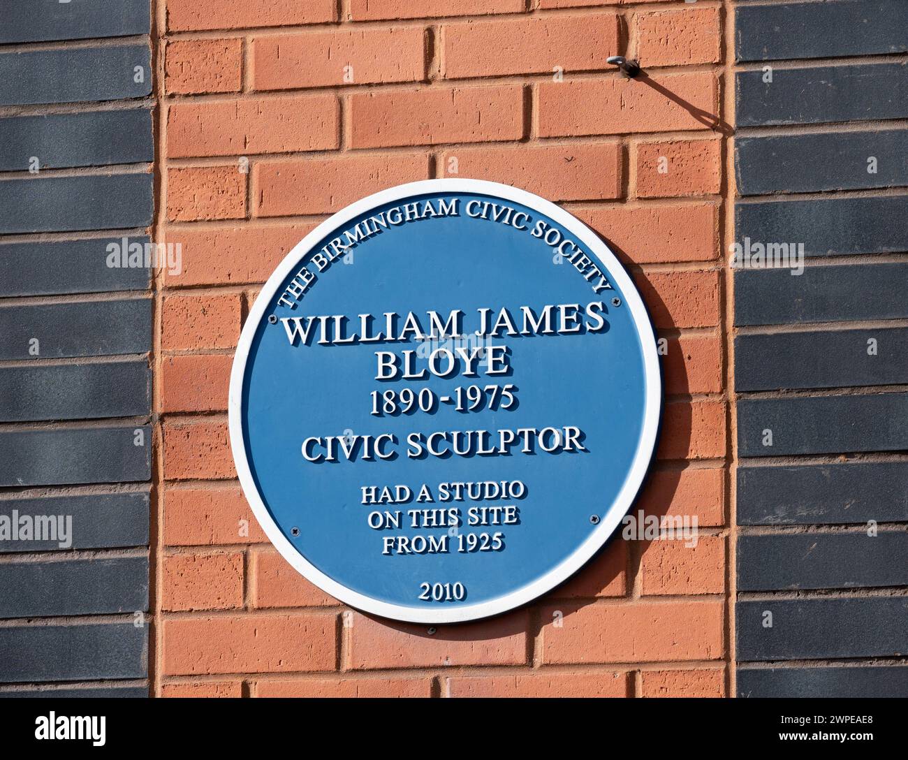 Plaque bleue William James Bloye, Small Heath, Birmingham, Royaume-Uni Banque D'Images