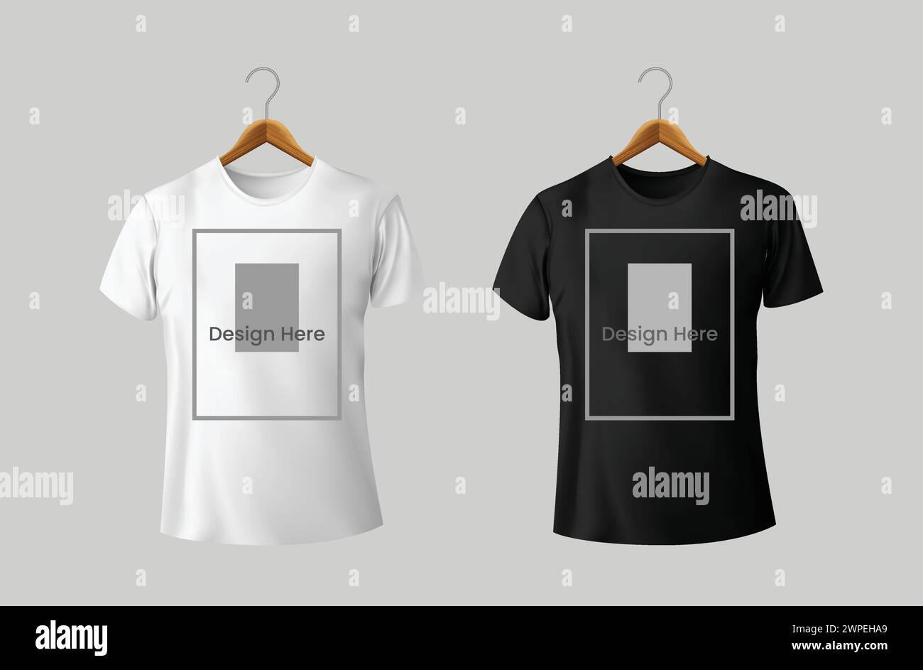 Maquette de t-shirt blanc et noir. Vecteur modifiable. Maquette de tee-shirt à usage commercial. Design prêt à l'emploi Illustration de Vecteur