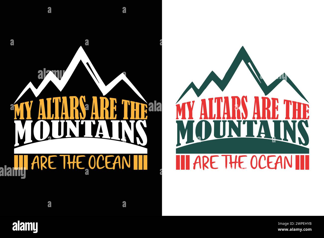 Mes autels sont les montagnes sont l'océan, chemise de voyage, voyage en plein air, nature Lover Tee, chemises de camping, randonnée, montagne, cadeau de voyage Illustration de Vecteur