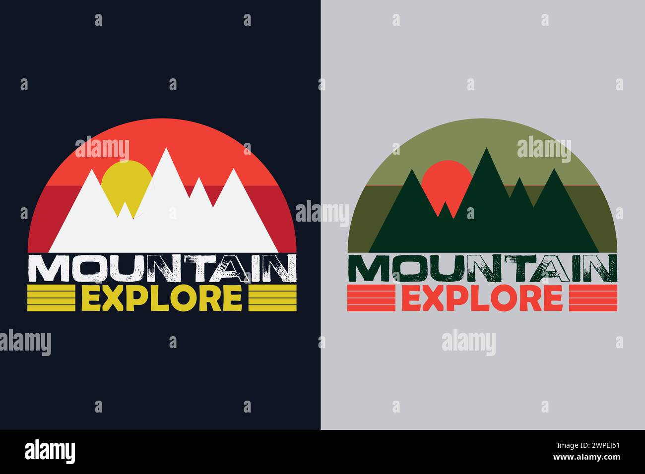 Mountain Explore, chemise de voyage, voyage en plein air, nature Lover Tee, chemises de camping, randonnée, montagne, cadeau de voyage Illustration de Vecteur