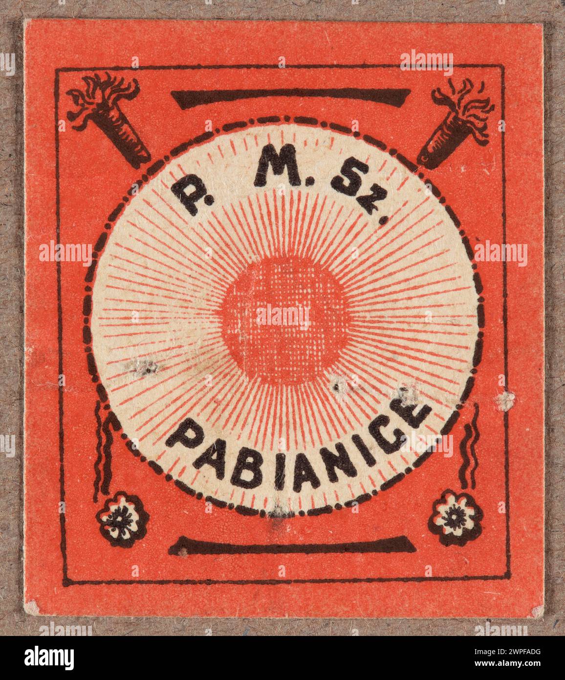 Timbre question de 1914-1920 avec l'inscription 'P. M. Sz. Pabianice', produit par une matrice scolaire polonaise. Banque D'Images