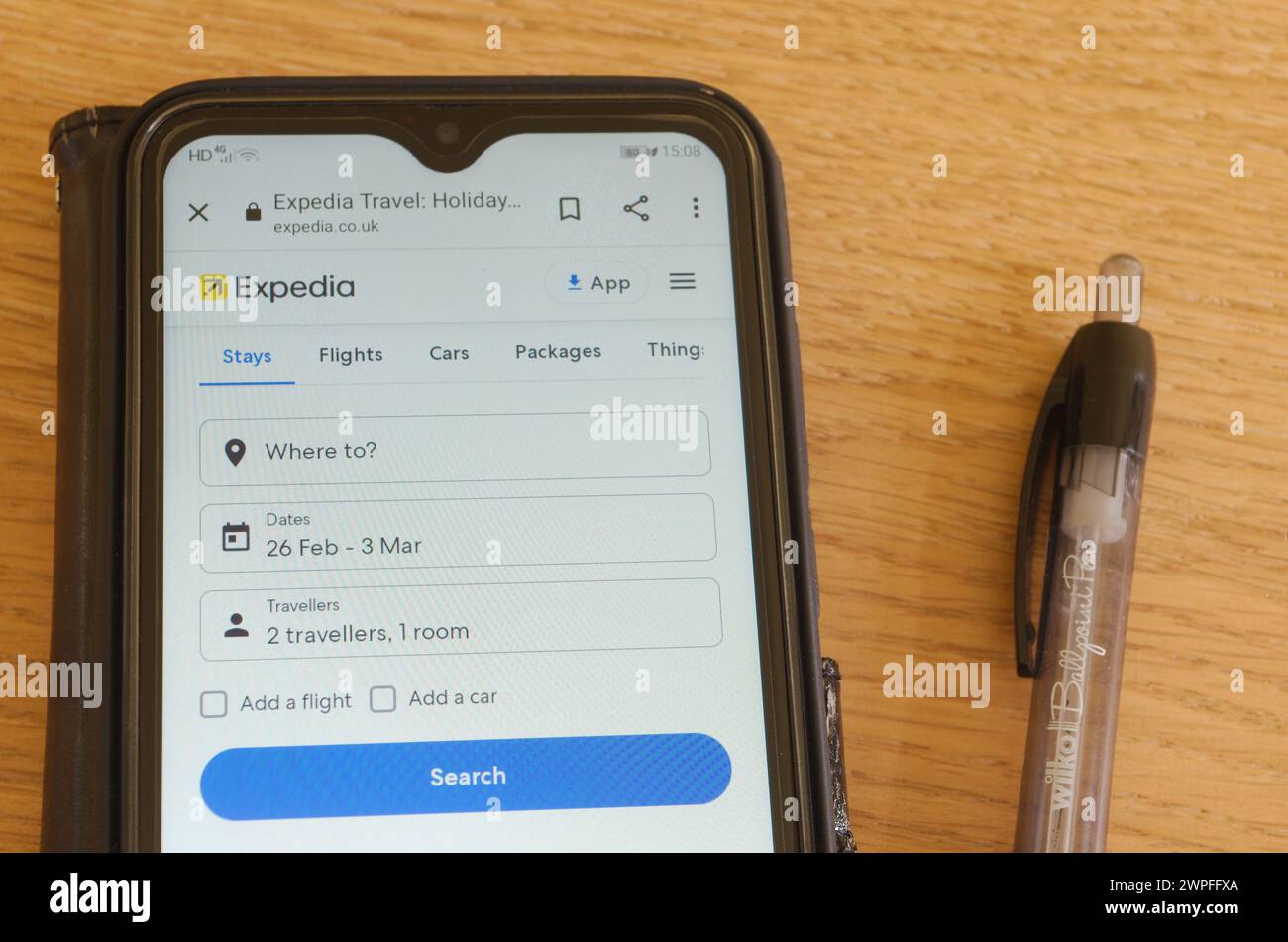 Site Web Expedia.co.uk sur smartphone, Royaume-Uni Banque D'Images