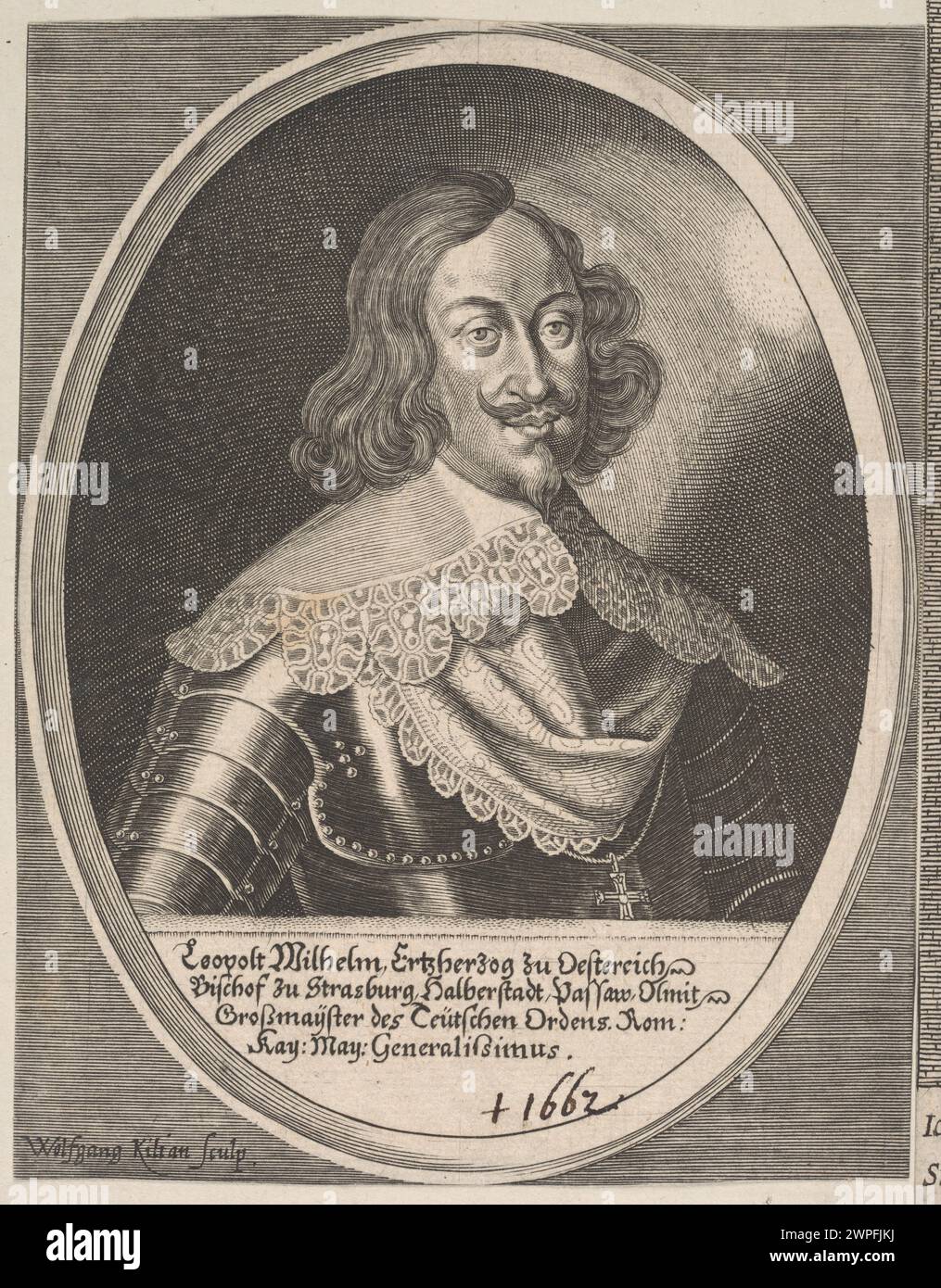 Portrait de Léopold Wilhelm Archiduc Autriche, évêque de Strasbourg, Halberstadt, Passau, le Grand Maître de l'ordre de la Croix ; Kilian, Wolfgang (1581-1662) ; 1660-1662 (1660-00-00-1662-00-00); Banque D'Images