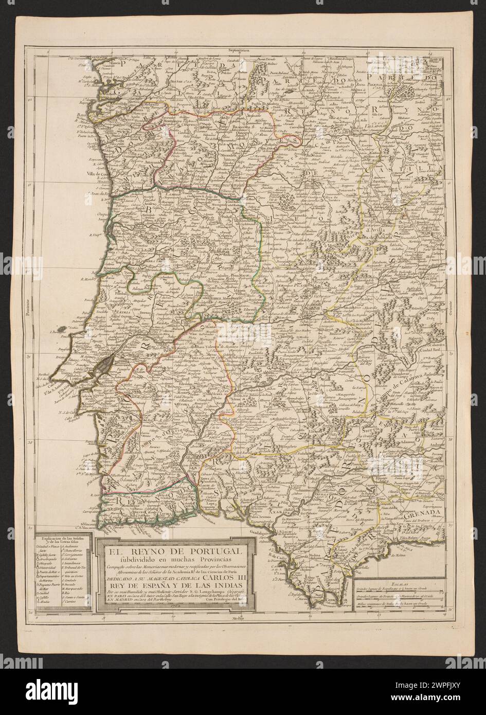 El Reyno de Portugal Subdivido en Muchas Provincias ; Beauin, Jean (1696-1772) ; 1763 (1763-00-00-1763-00-00); Banque D'Images