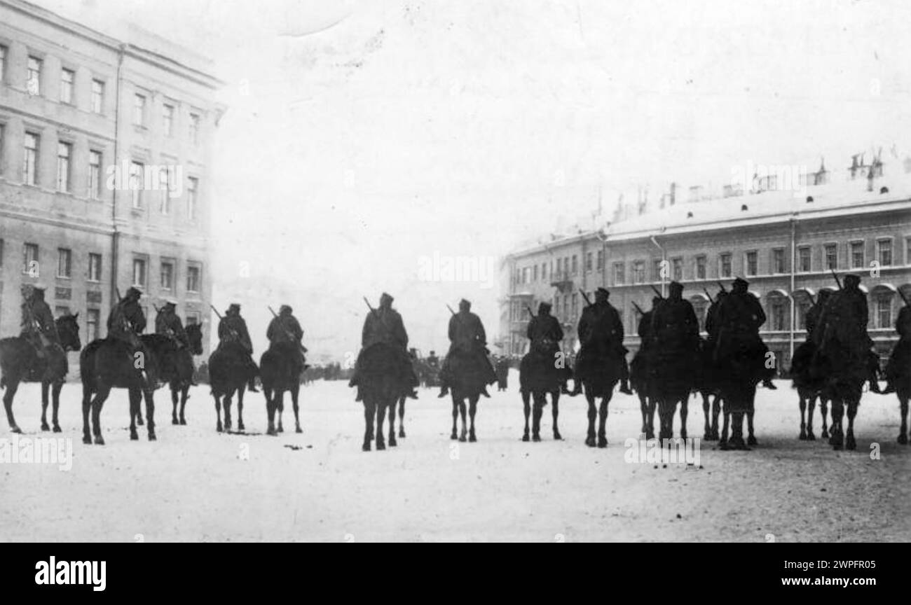 DIMANCHE SANGLANT 1905 la cavalerie tsariste affronte les manifestants Banque D'Images