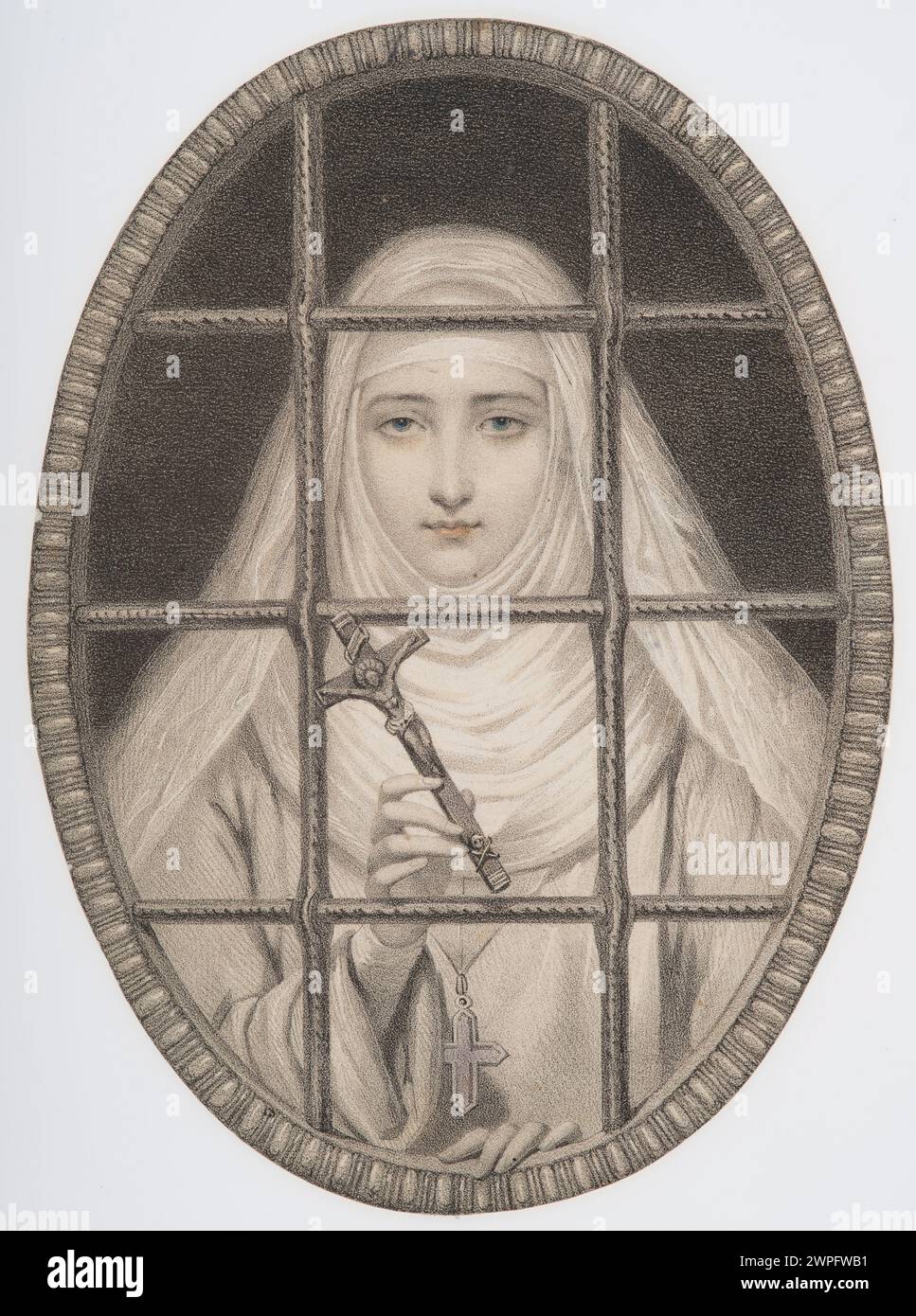 Portrait de Katarzyna de' Ricci, créé entre 1830-1850, représentant la figure religieuse avec une tenue et une expression détaillées. Banque D'Images