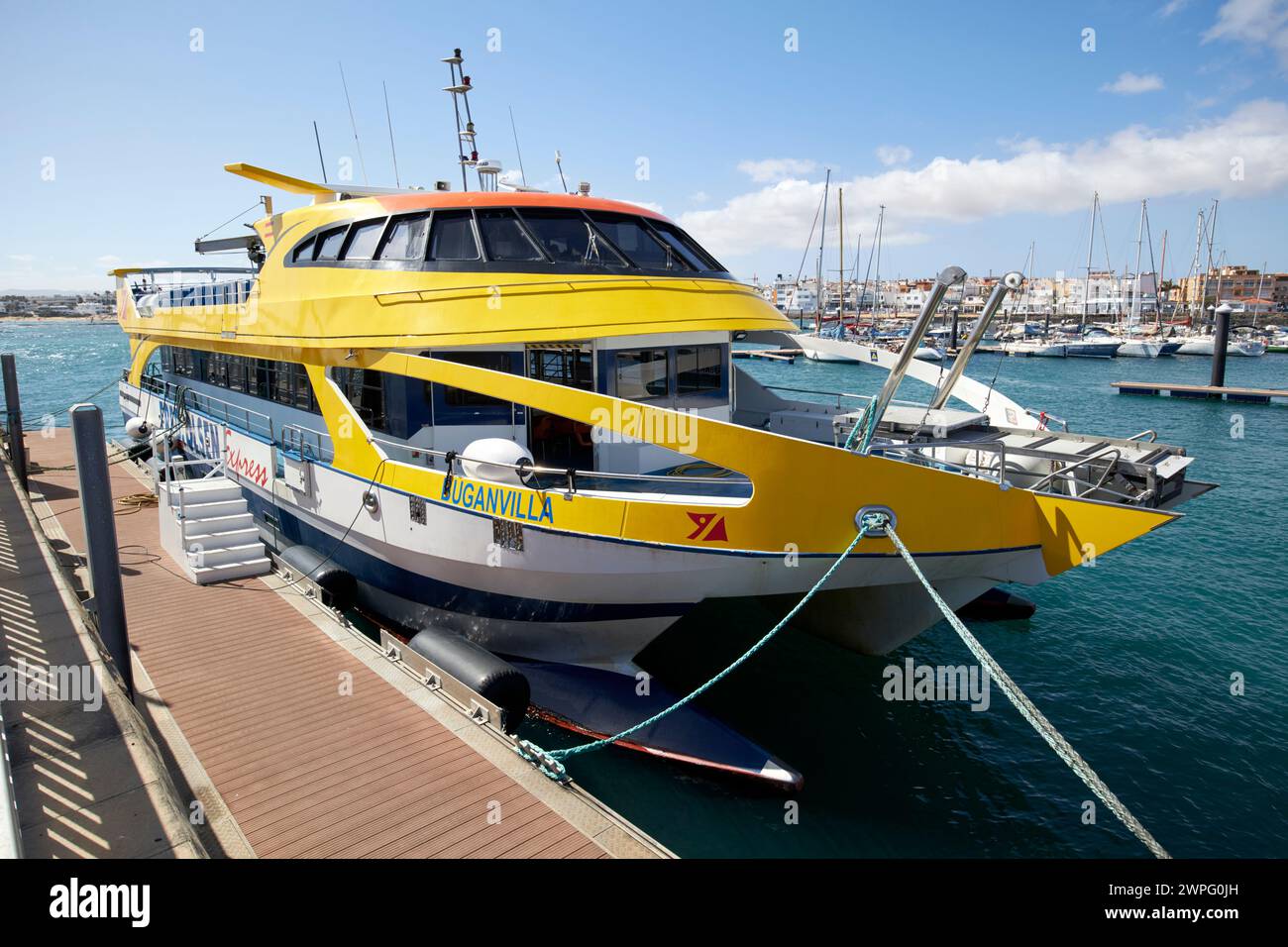 fred olsen express buganvilla ferry rapide arrimé dans le port de Corralejo, fuerteventura, îles Canaries, espagne Banque D'Images