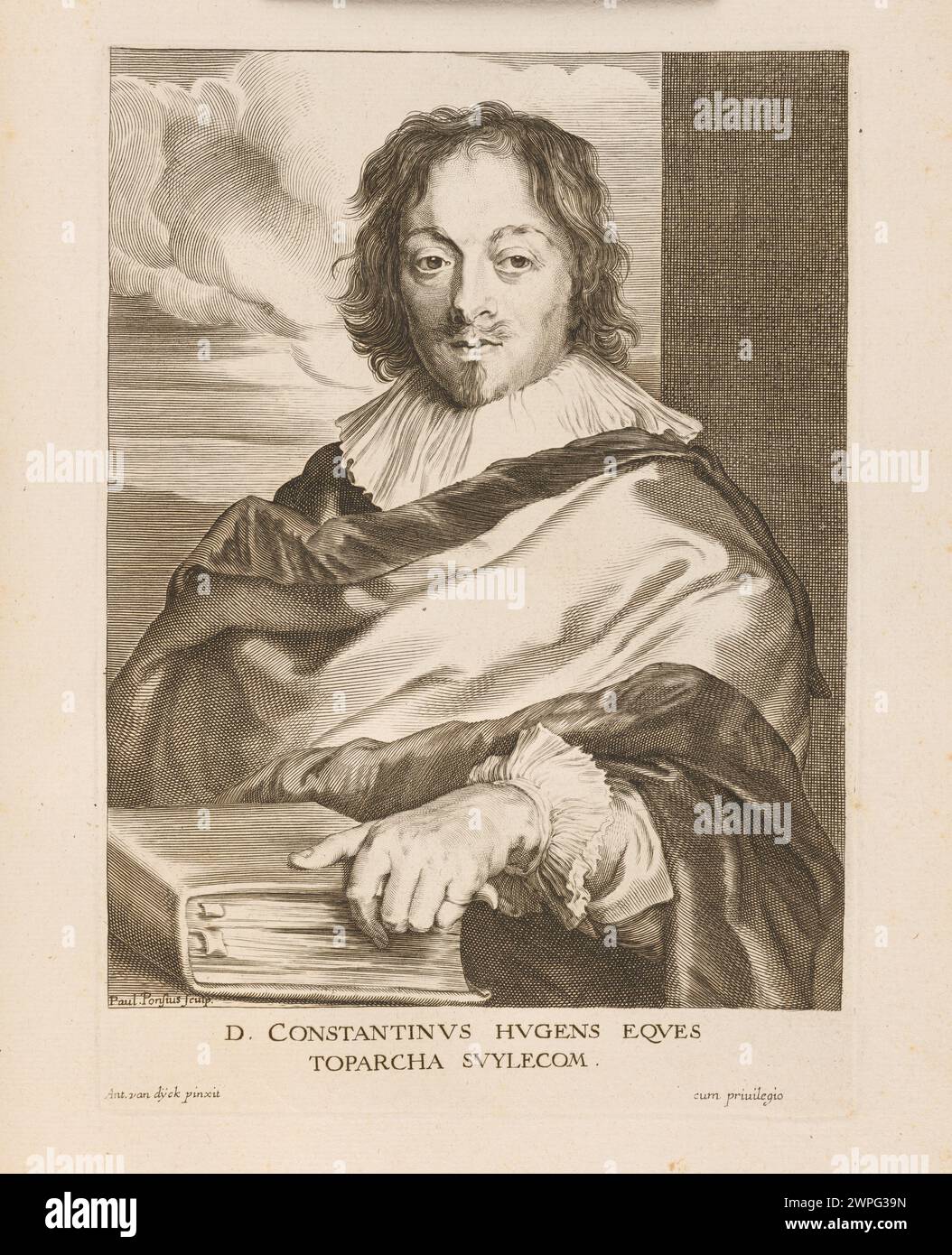 Gravure de Constantijn Huygens par Paulus Pontius, Anthony van Dyck et Gillis Hendricx, 1645-1646, montrant l'homme d'État et poète néerlandais dans le style flamand du XVIIe siècle. Banque D'Images