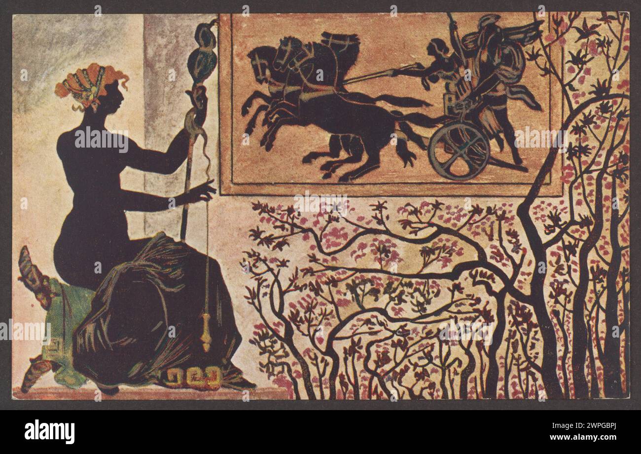 Illustration 'Pień à propos d'Alexandre le Grand' de Stanisław Elijah Radzikowski, créée vers 1910, publiée par Jan Czernecki et Anczyc à Kraków, représentant une scène historique. Banque D'Images