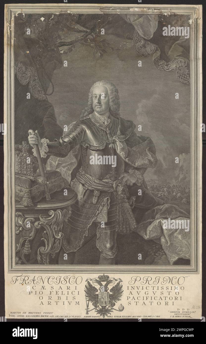 Portrait de l'empereur François Ier ; Kilian, Philipp Andreas (1714-1759), Metens, Martin Van II (1695-1770), Herz, Johann Daniel (1720-1793, M.) ; XVIIIe siècle (1701-00-00-1800-00); Banque D'Images