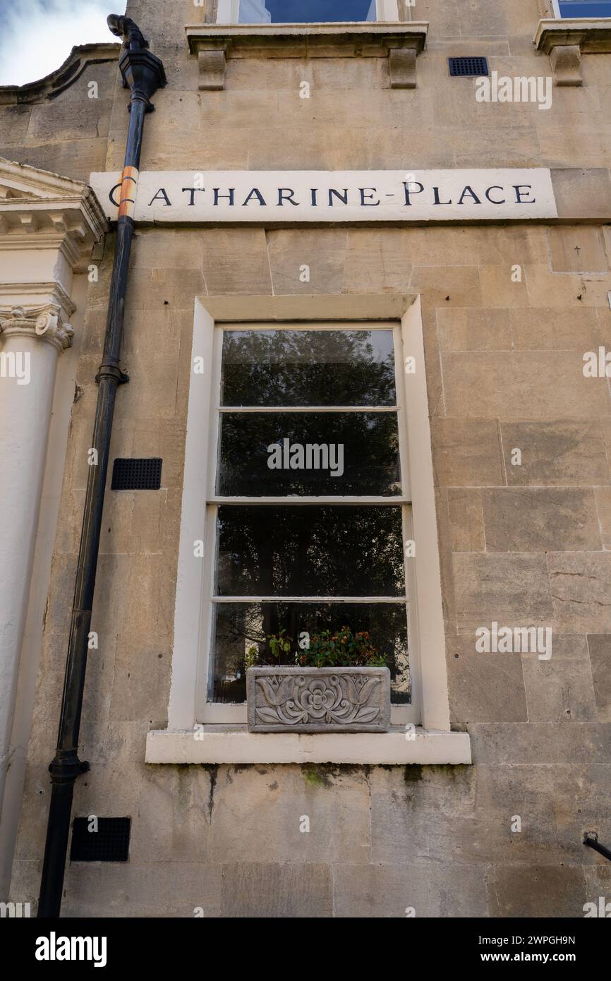 Catharine place panneau de rue, Bath, Somerset Banque D'Images