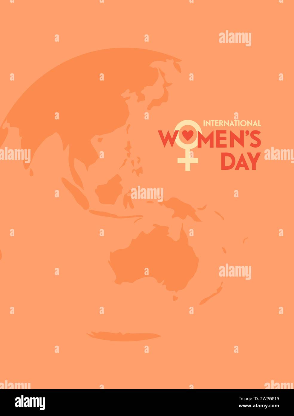 Affiche de la Journée internationale de la femme. Texte avec globe terrestre sur fond orange. Illustration vectorielle plate Illustration de Vecteur
