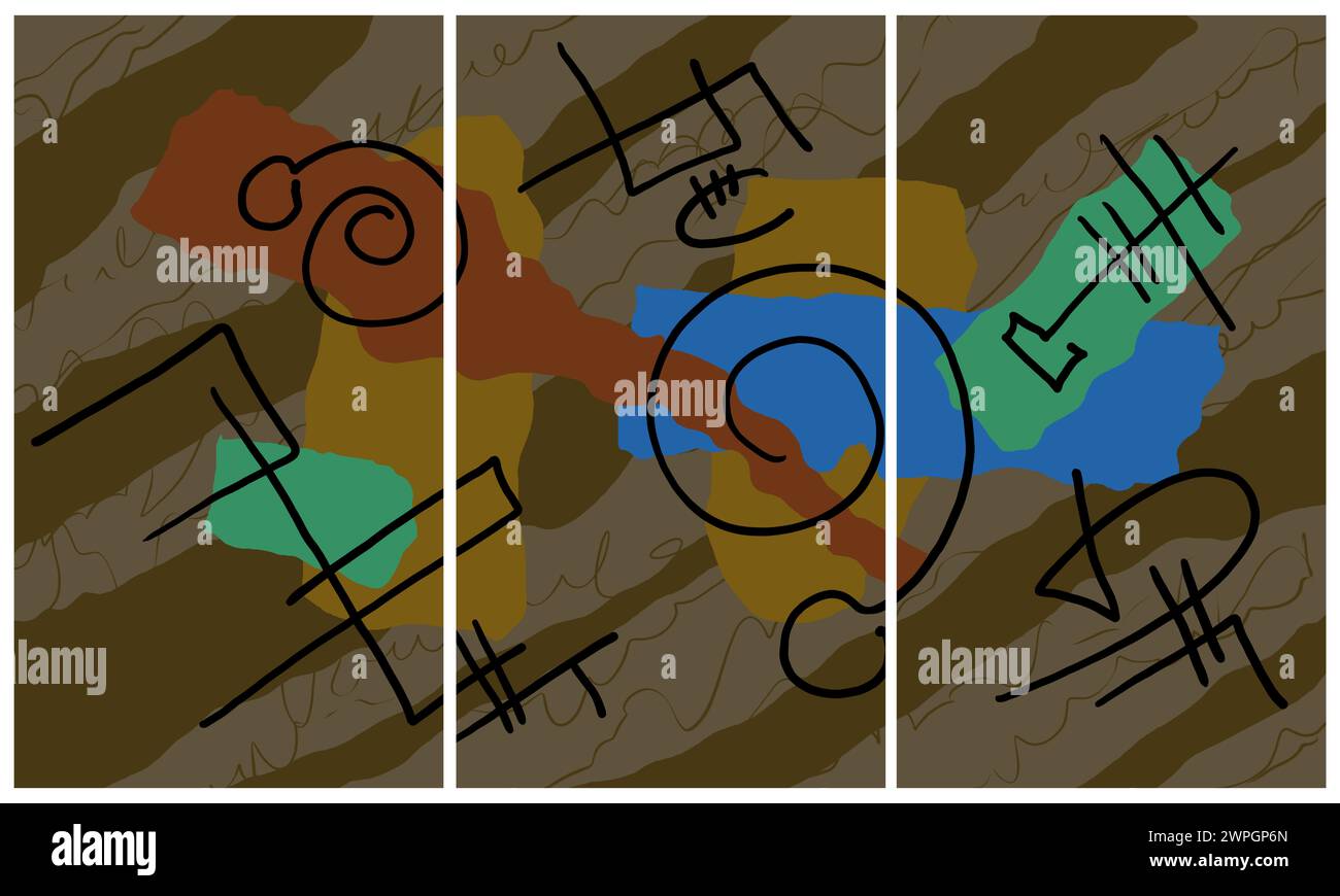 Triptyque intérieur moderne. Banque D'Images