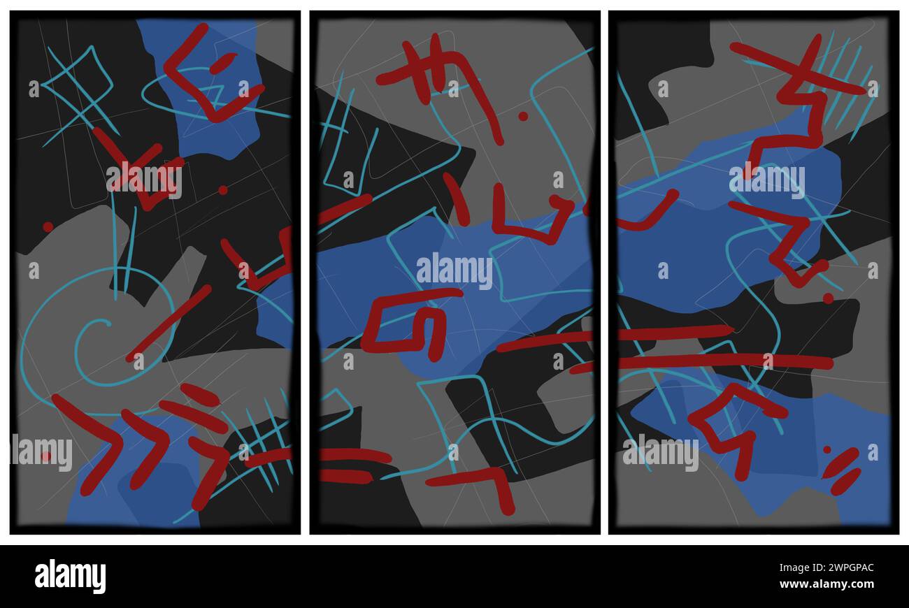 Triptyque intérieur moderne. Banque D'Images