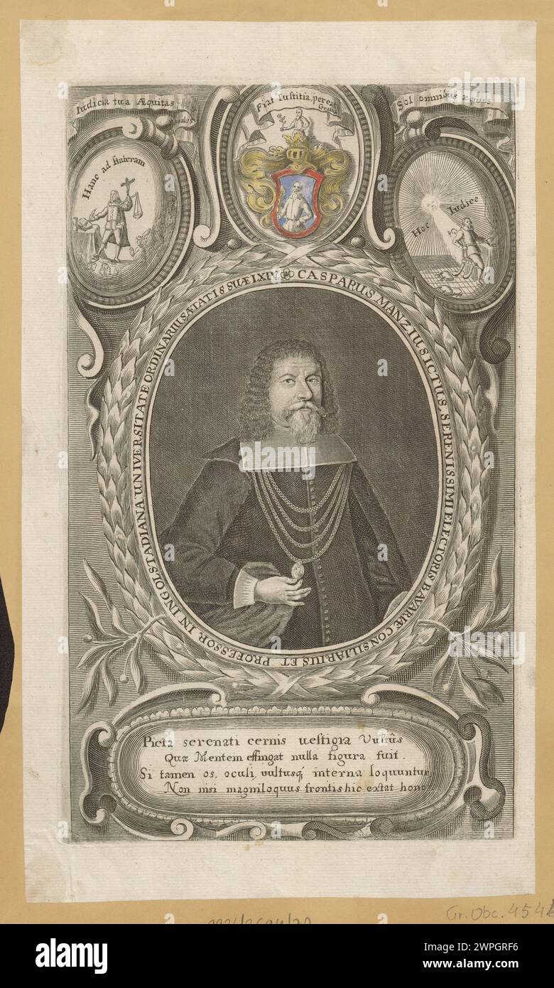 Archives ou représentations du XVIIe siècle de Casparus Manziusictus associé à l'électeur de Bavière, représentant la documentation historique et politique européenne. Banque D'Images