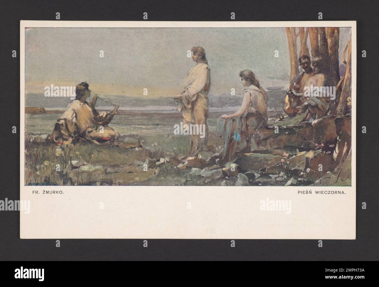 Tableau de Franciszek Murko de 1912 intitulé 'soirée tarte', représentant une scène de soirée calme. Publié par Jan Czernecki dans Kraków. Banque D'Images Tableau de Franciszek Murko de 1912 intitulé 'soirée tarte', représentant une scène de soirée calme. Publié par Jan Czernecki dans Kraków. Banque D'Images